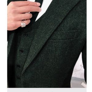 Green tweed 3 piece suit - size XL